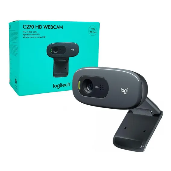 Webcam Logitech C270, Resolução Hd 720p/30fps, Microfone Cor Cinza-escuro Foto 1