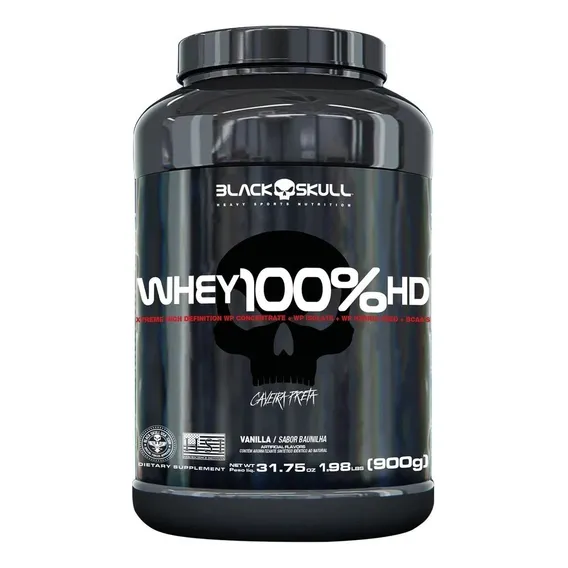 Whey 100% HD Baunilha 900g Black Skull Foto 1