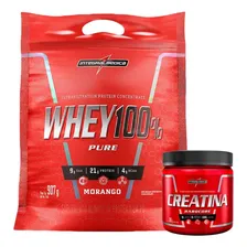 Whey 100% Pure 907g (refil) + Creatina 300g Integral Médica Sabor Morango Foto  mini 1