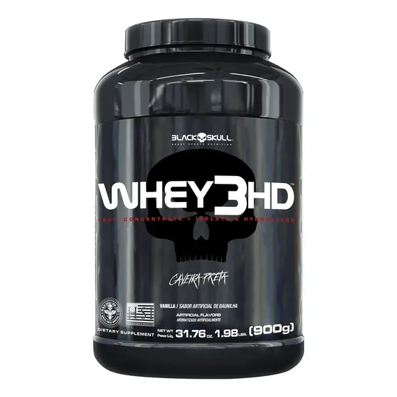 Whey 3hd 900g - Caveira Preta - Black Skull Sabor Baunilha Foto 1
