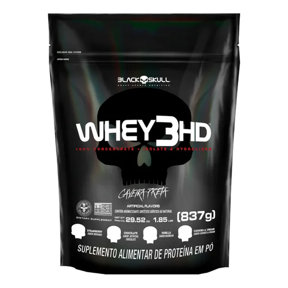 Whey 3hd Black Skull Cookies & Cream Em Sachê De 837g Foto 1