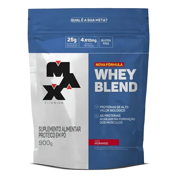 Whey Blend - 900g Refil Morango - Max Titanium Foto 1