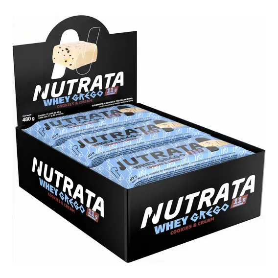 Whey Grego Bar Cookies & Cream - Nutrata 12 Un Foto 1