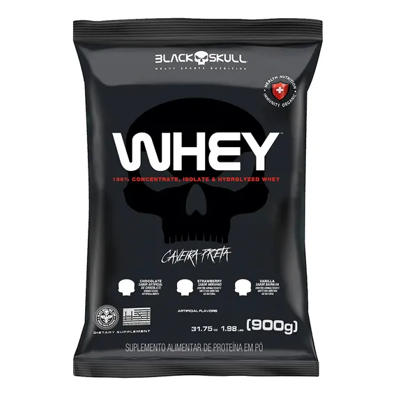 Whey Isolado Hidrolisado Conc. 900g Black Skull Sabor baunilha Foto 1