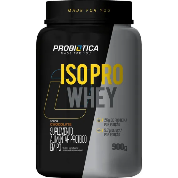 Whey Isolado Iso Pro Whey Protein 900g Probiótica Sabor Chocolate Foto 1