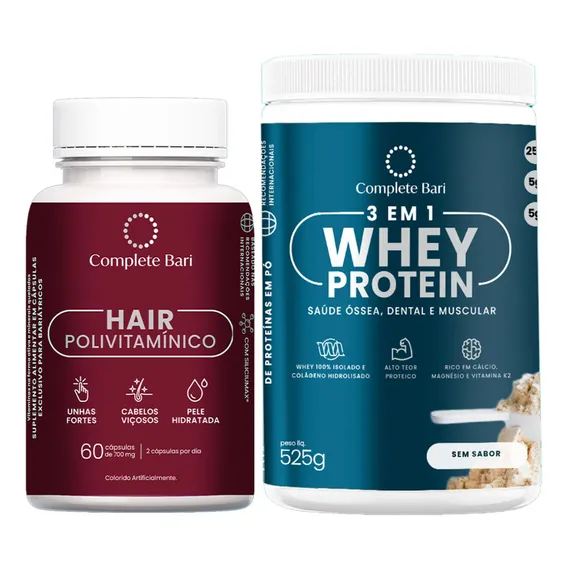 Whey Protein 100% Isolado + Polivitamínico Cabelos E Unhas Sabor Sem Sabor Foto 1