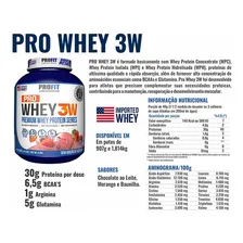 Whey Protein 3w Premium 907g Pote - Profit Labs Sabor Morango Foto mini 3