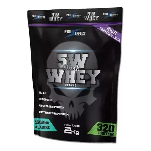 Whey Protein 5w Dark Insane 2kg (whey Protein Concentrado) Sabor Morango Foto 1