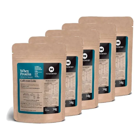Whey Protein Concentrado Café Com Leite 34g Kit Com 5 Un Foto 1
