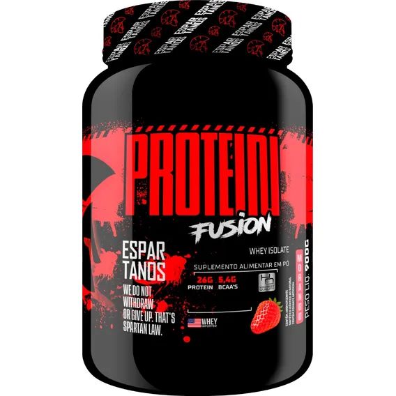 Whey Protein Fusion Isolate 900g - Espartanos Sports Sabor Morango Foto 1