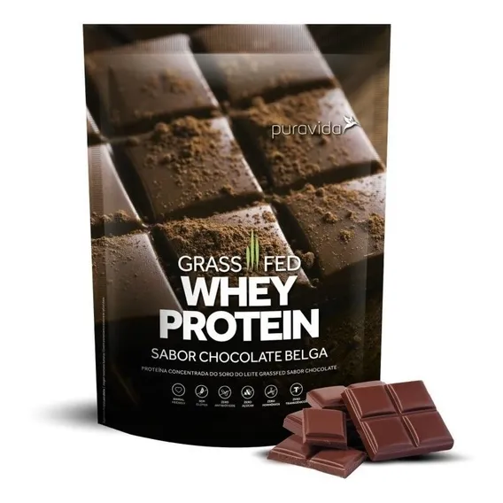 Whey Protein Grassfed Sabor Chocolate Belga 900g Puravida Foto 1