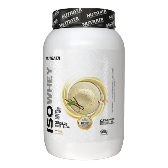Whey Protein Iso Whey Isolado 900g Sabores Nutrata Sabor Baunilha Foto 1