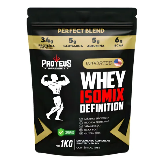 Whey Protein Isolate Protein Mix Black - Sabor Baunilha - Proteína Isolada E Concentrada - 34g De Proteína Por Porção - Proteus Supplements - Sachê / Refil De 1kg - Suplemento Alimentar Em Pó Foto 1