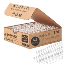 Wire-o Para Encadernação 3x1 A4 Branco 1/4 Para 25fls 100un Foto  mini 1