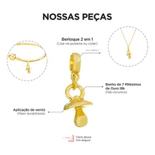 Work Semijoias Berloque Chupeta De Bebê Banhado A Ouro 18k Premium Foto mini  3