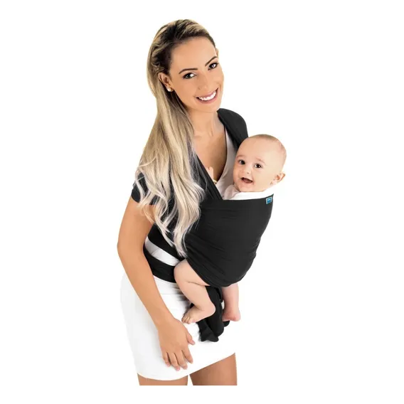 Wrap Sling Carregador De Bebê Kababy - Preto Foto 1