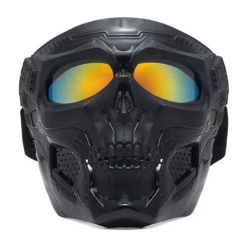 X1 Mascara Airsoft Paintball Caveira Polarizada Premium Cor Preto Tamanho G Foto 1