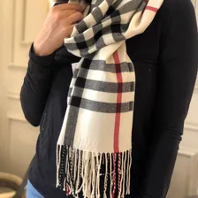Xale Cachecol Feminino Xadrez Bege Preto 170x80cm - Pashmina Foto mini 3