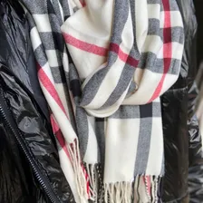 Xale Cachecol Feminino Xadrez Bege Preto 170x80cm - Pashmina Foto mini 2