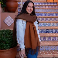Xale Cachecol Pashmina Dupla Face Marrom Inverno Grossa Luxo Foto mini  3
