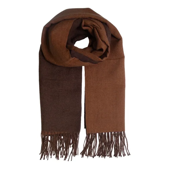 Xale Cachecol Pashmina Dupla Face Marrom Inverno Grossa Luxo Foto 1