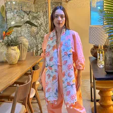 Xale Lenço Echarpe Estampado Floral Cores Acessório Feminina Foto mini 2