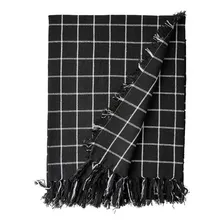 Xale / Manta Capa Para Sofá Ou Beira De Cama Cor Preto Com Branco Foto mini  2