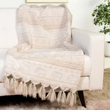 Xale Manta Sofá Jacquard Indiano Bege 3,00mx1,40m Foto mini 4