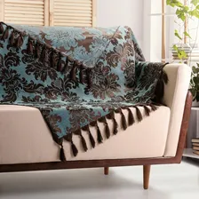 Xale Manta Sofá Jacquard Medalhão Várias Cores 2,20m X 1,40m Cor Marrom-escuro Foto mini 1