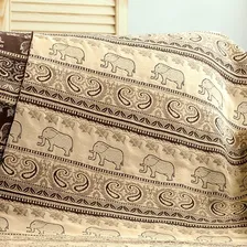 Xale Para Sofá Jacquard Indiano Bege Marrom 1,80m X 1,40m Cor Bege E Marrom Foto mini  2