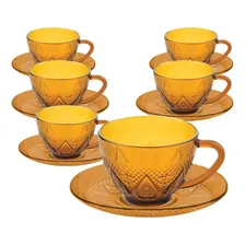 Xicaras Antigas C/pires Jogo 24 200ml Vidro Chá Café Foto mini 4