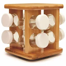 Yoi TYFT porta condimentos bambu giratório 9 peças temperos Foto mini 1