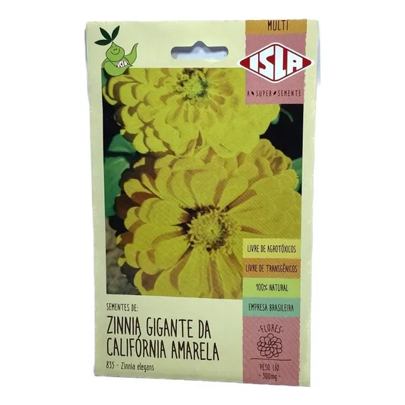 Zinnia Gigante Da Calif贸rnia Amarela - 300mg = 50 Sementes Foto 1